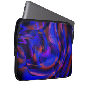 Virtual blue curved checkers in floating illusion laptop sleeve