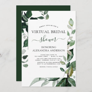 Virtual Bridal Shower Botanical Greenery Foliage Invitation