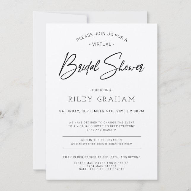 Virtual Bridal Shower Invitation (Front)