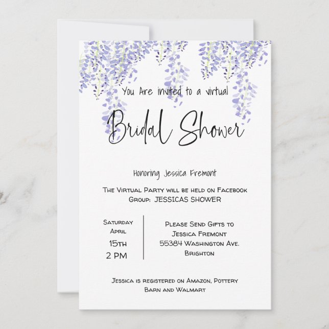 Virtual Bridal Wedding Shower Facebook Announcemen Announcement (Front)