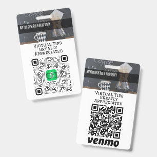 Virtual Cashless Tipping QR Code Badge ID Badge