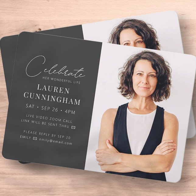 Virtual Celebrate Her Life Modern Simple Photo Invitation (Creator Uploaded)