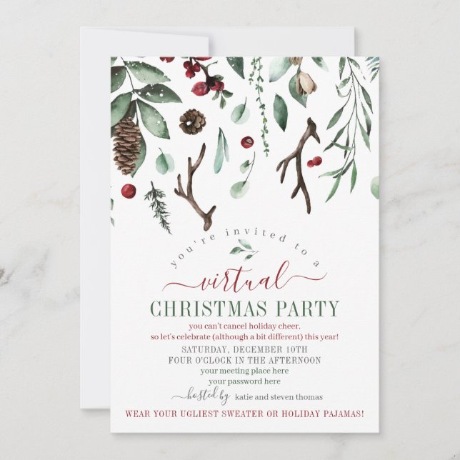 Virtual Christmas Holiday Party Invitation (Front)