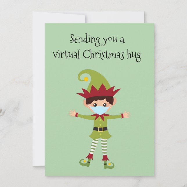 Virtual Christmas Hug Elf 2020 Holiday Card (Front)