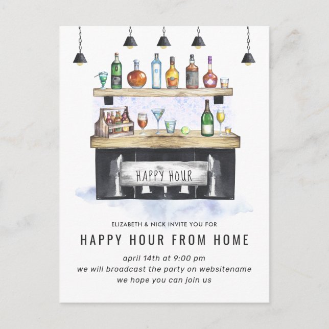 Virtual Cocktail Party Invitation Postcard (Front)