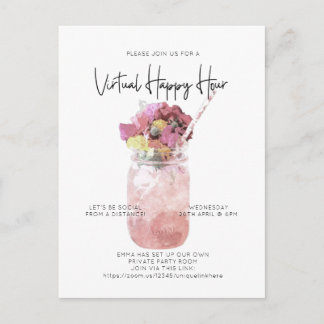Virtual Cocktail Party Social Distance Happy Hour Postcard