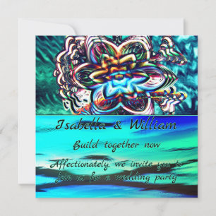 Virtual colourful flower with violet ray invitation