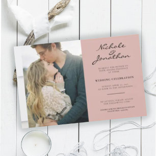 Virtual Dusty Pink Online Photo Wedding Invitation