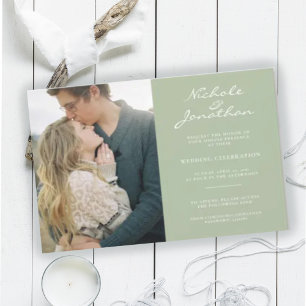 Virtual Dusty Sage Online Photo Wedding   Invitation