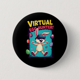 Virtual Egg Hunter - Funny Gamer Bunny Vr Easter G 6 Cm Round Badge