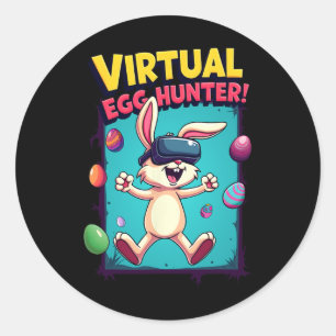 Virtual Egg Hunter - Funny Gamer Bunny Vr Easter G Classic Round Sticker