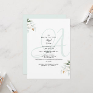 Virtual Elegant Foliage & Sea Glass Bridal Shower  Invitation