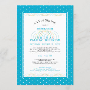 Virtual Family Reunion Connections Aqua Blue Dot Invitation