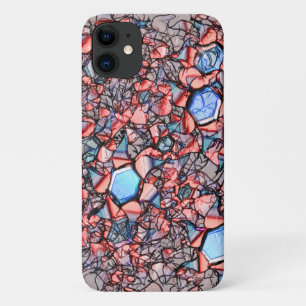 Virtual flower carved in blue and salmon iPhone 11 case