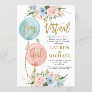 Virtual Gender Reveal Baby Shower Invitation