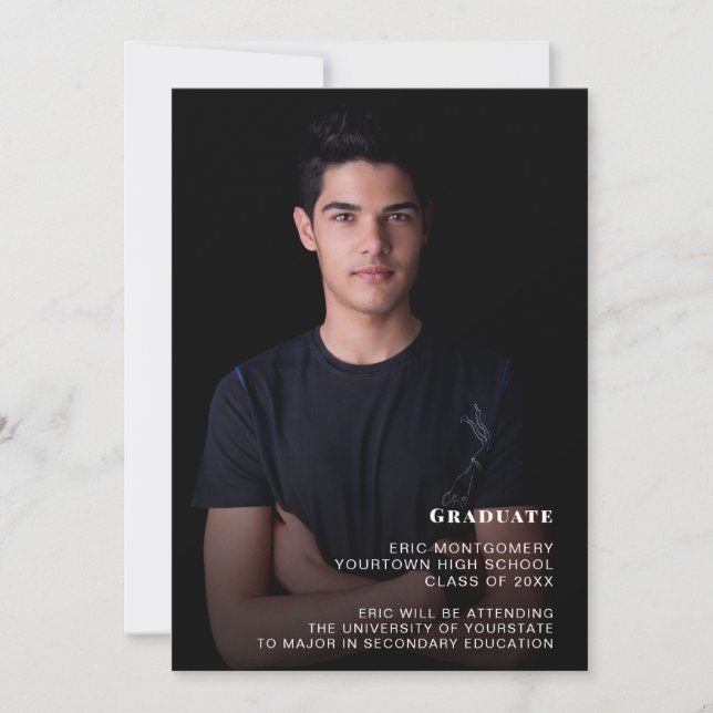 Virtual Graduation Party 1 Photo Black Invitation (Front)