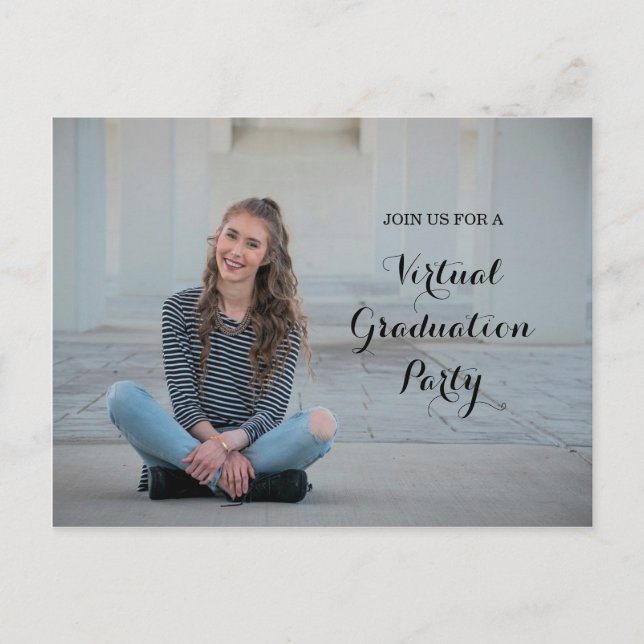 Virtual Graduation Party Photo Announcement Postcard (Front)