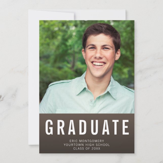 Virtual Graduation Party Photo Brown Ombre Invitation (Front)