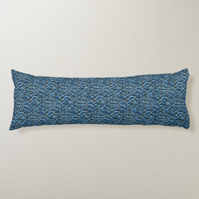 Virtual grey blue rustic ceramic tile with flaws body cushion (Front)