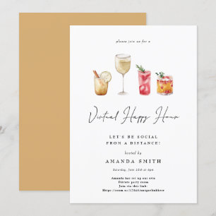 Virtual Happy Hour Cocktail Party Social Distance Invitation