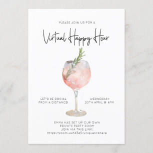 Virtual Happy Hour Social Distance Cocktail Party Invitation