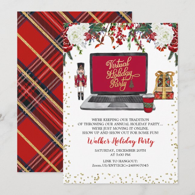 Virtual Holiday Christmas Party Invitation (Front/Back)