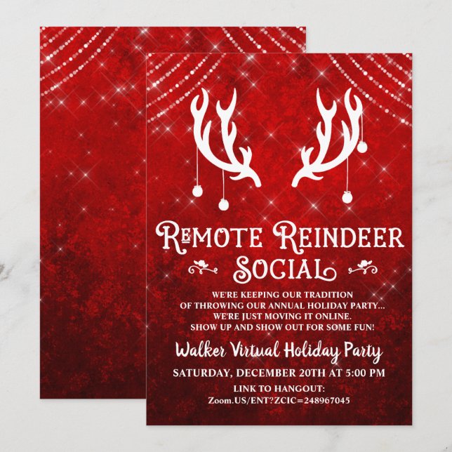 Virtual Holiday Christmas Party Invitation (Front/Back)