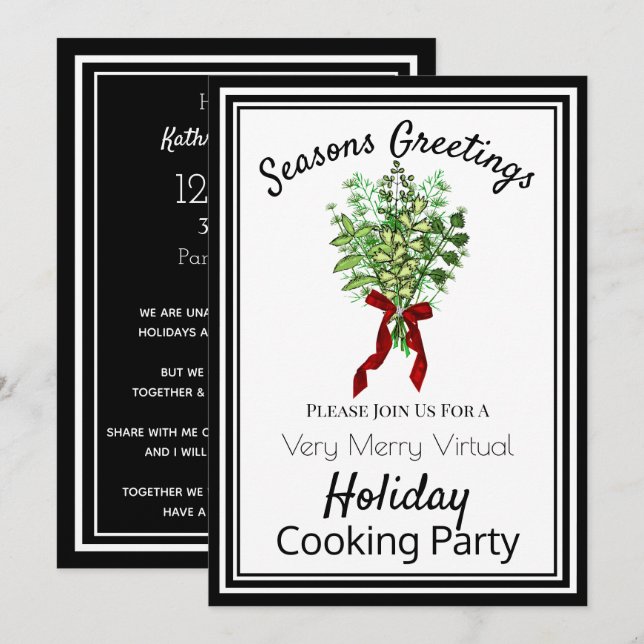 Virtual Holiday Cooking Party Invitation (Front/Back)