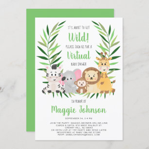 Virtual It's About to Get Wild Safari Baby Shower Invitation