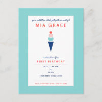 Virtual Kids Birthday Ice Cream Modern Party Aqua