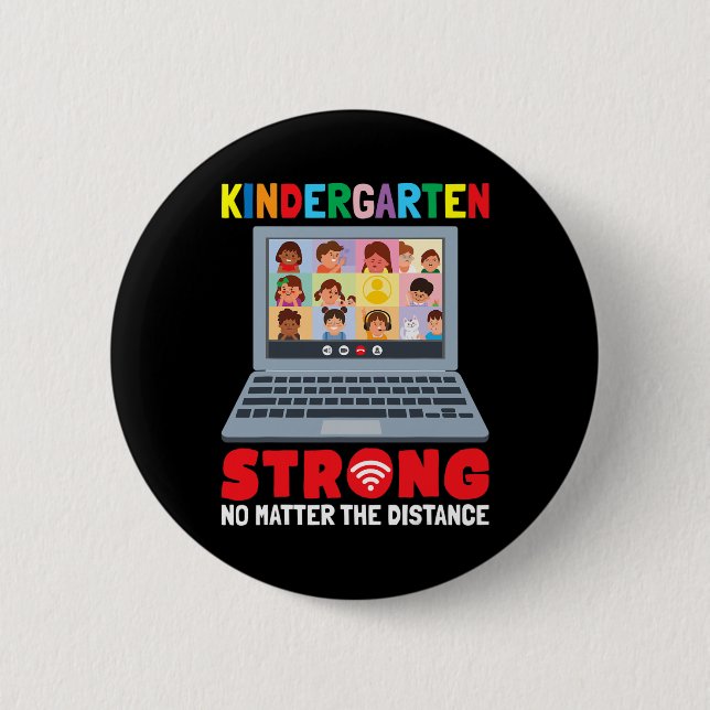 Virtual Kindergarten Fun 100 Days of School Teache 6 Cm Round Badge (Front)