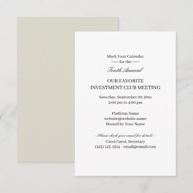 Virtual Meeting for Specialist Clubs Invitations (Front/Back)