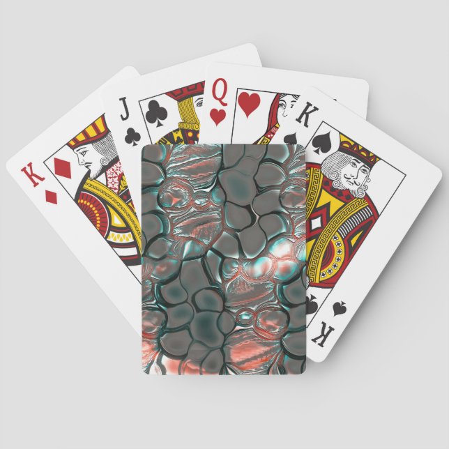 Virtual melting matte grey stones into copper      playing cards (Back)
