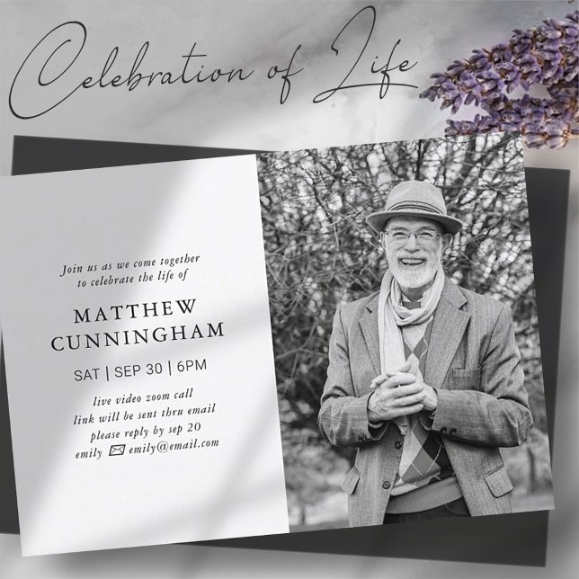 Virtual Memorial Celebration Of Life Modern Simple Invitation (Creator Uploaded)