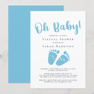 Virtual Oh Baby Boy Shower Blue Feet Invitation