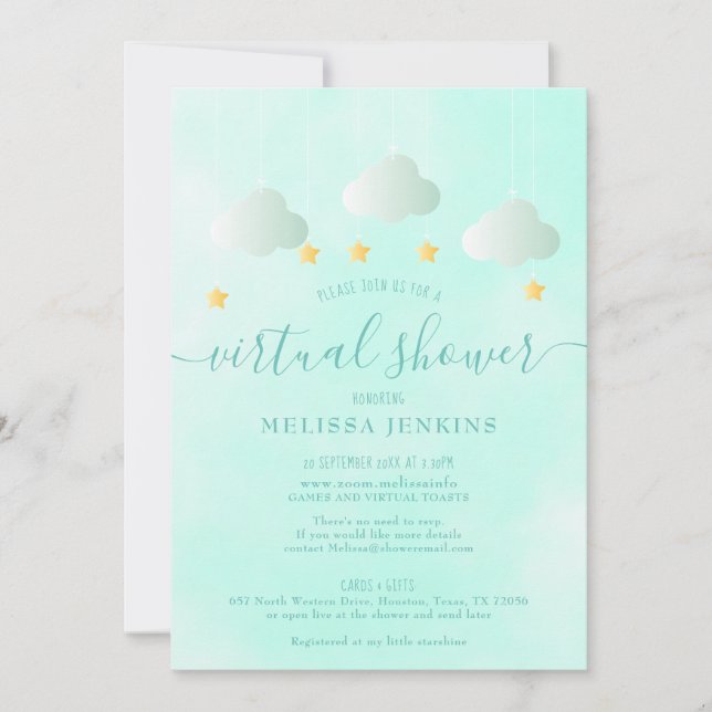 Virtual Online Long Distance Neutral Baby Shower Invitation (Front)