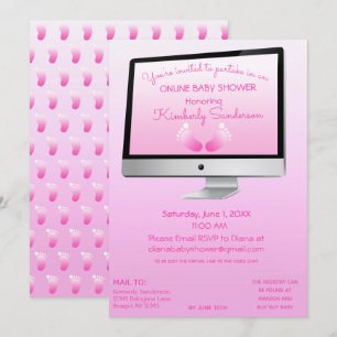 Virtual Online Long Distance Shower Baby Girl Feet Invitation