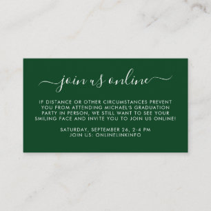Virtual Online Option Green Graduation Party Enclosure Card