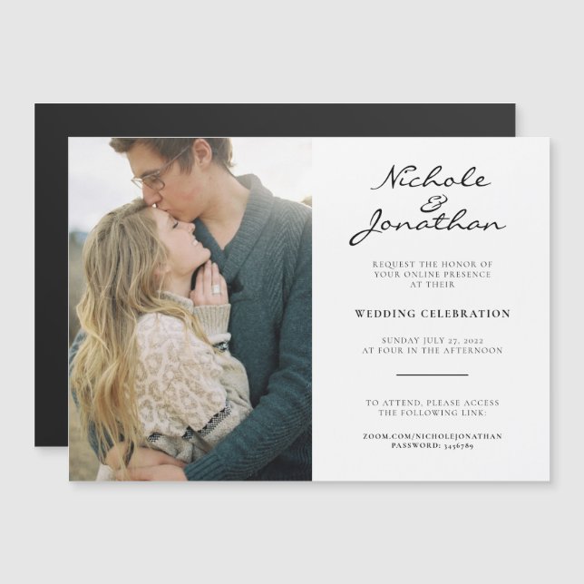 Virtual Online Photo Wedding Magnetic Invitation (Front/Back)