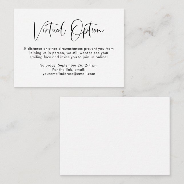 Virtual Option Baby Shower Enclosure Card (Front/Back)