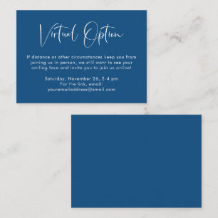 Virtual Option Party Shower Wedding Blue Enclosure Card