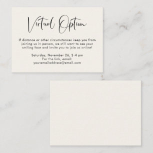 Virtual Option Party Shower Wedding Cream Enclosure Card