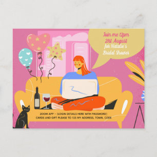 Virtual Party Baby Bridal Shower Birthday Grad. Postcard