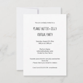 Virtual Peanut Butter and Jelly Party Invitation