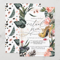 Virtual Prom Party | Pink Floral Tropical Greenery