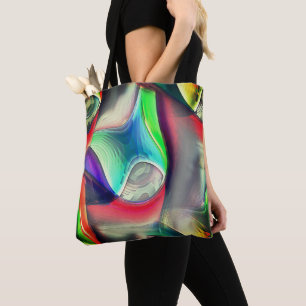 Virtual psychedelic metallic armour recycling tote bag