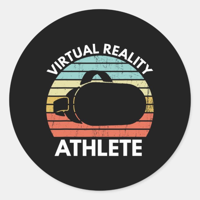 Virtual Reality Athlete Funny Vr Gamer Saying  Classic Round Sticker (Front)