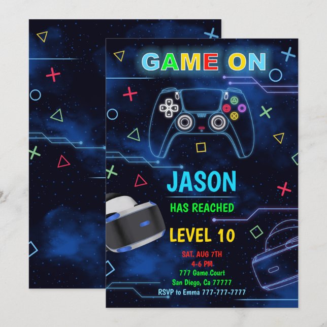 Virtual Reality Birthday Games Invites (Front/Back)