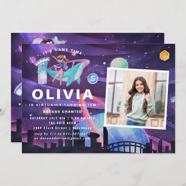 Virtual Reality Birthday Party | Photo  Invitation (Front/Back)