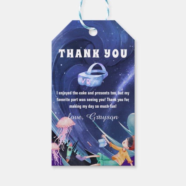Virtual Reality Birthday Thank You Favour Tag (Front)
